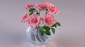 3D model rose bouquet vase