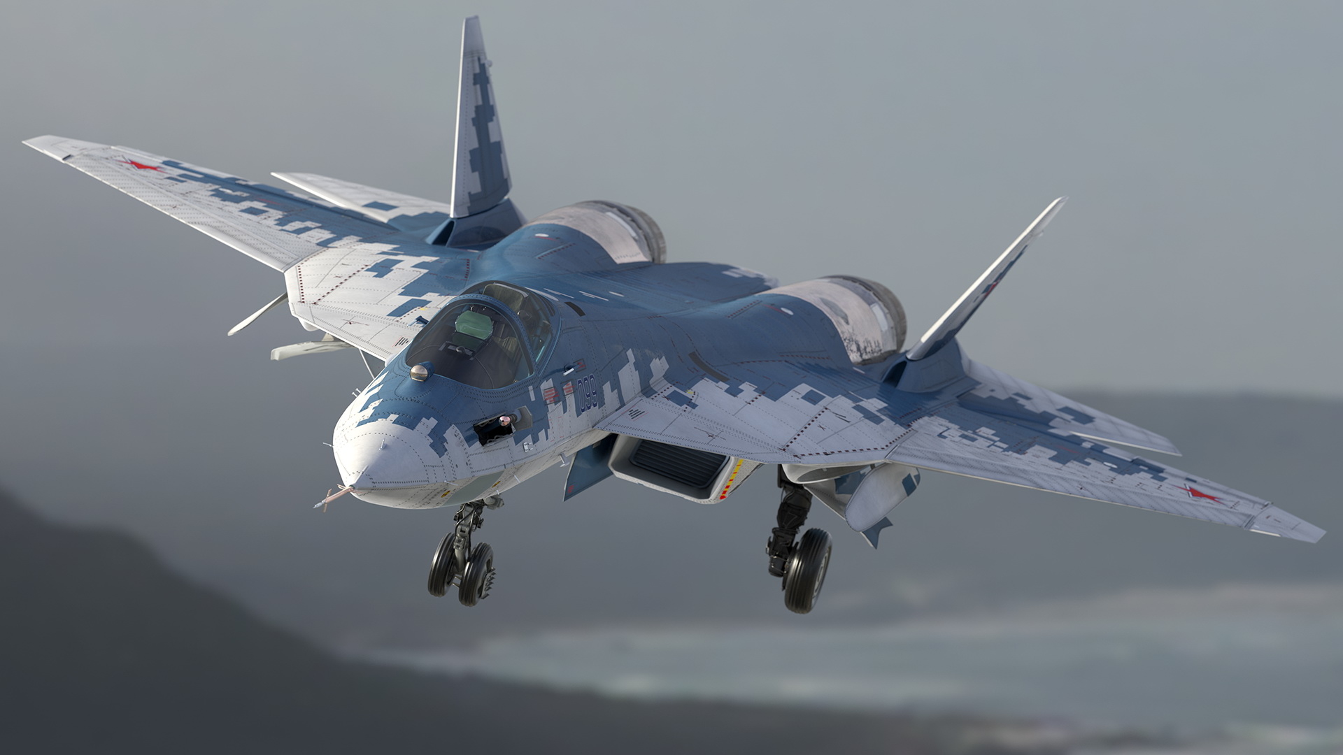 SU 57 Stealth Jet Fighter Pixel Camouflage Rigged Modelo 3D ...