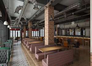 3D restaurant cafe interior model