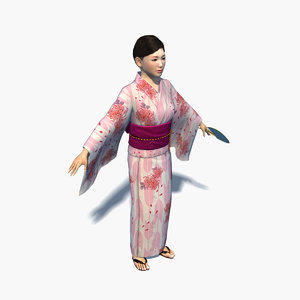 3D japanese kimono yukata girl model
