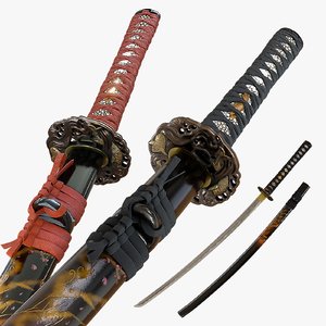 samurai sword katana details 3D model