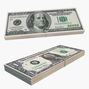 3D dollars stack bills