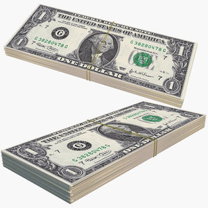 3D dollar bill stack model