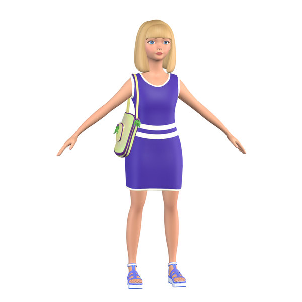 Cartoon girl mary blonde 3D model - TurboSquid 1619741