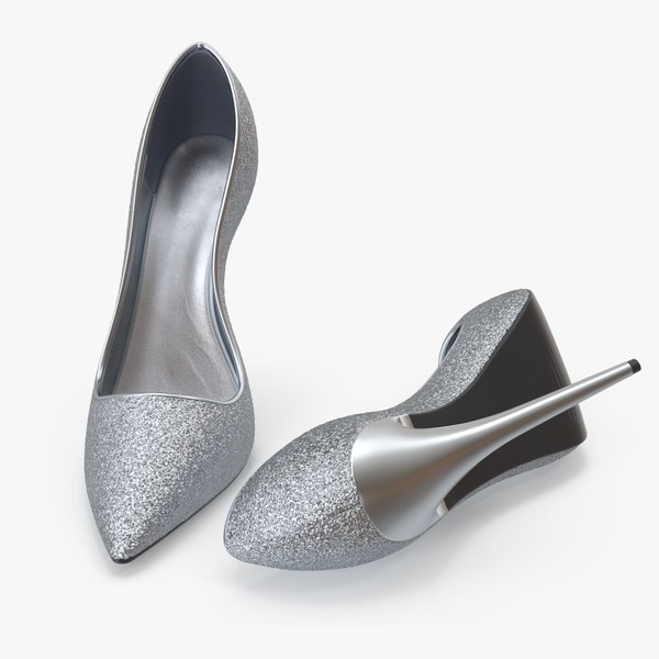 3D s silver shoes model