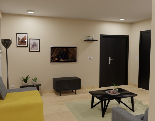 3D realistic living room architecture interior