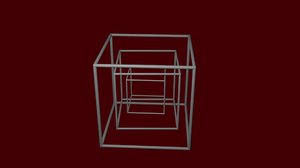 Rotating wireframe logotype cubes