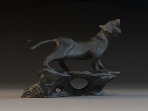 3D model ferocious tiger bronze stone