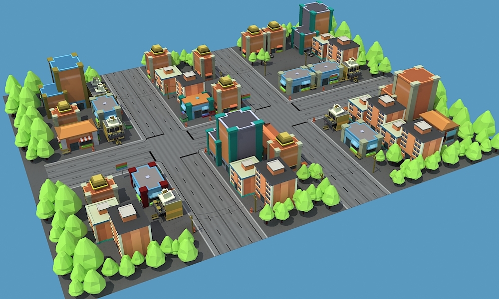 3D cartoon city town animation model - TurboSquid 1621548