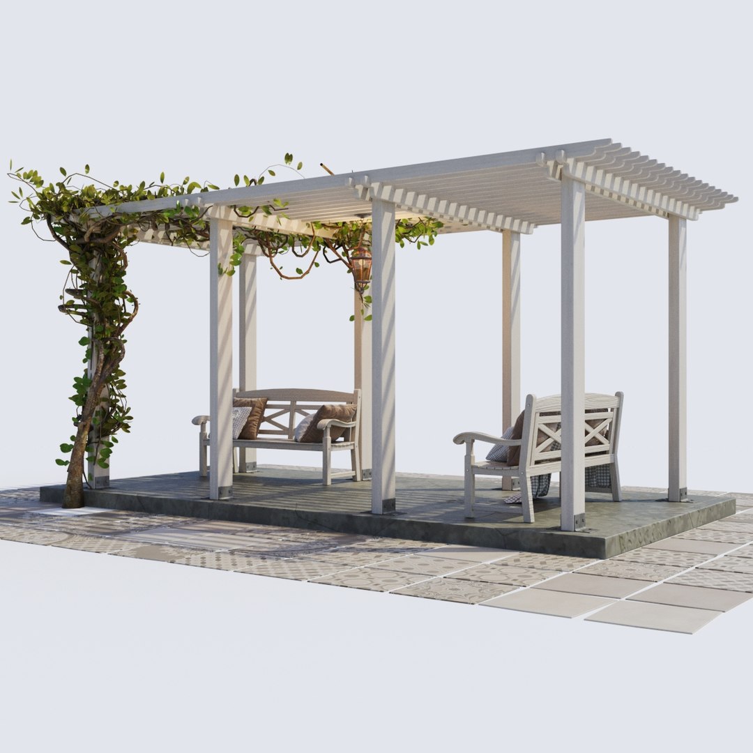 3D wooden pergola - TurboSquid 1621928