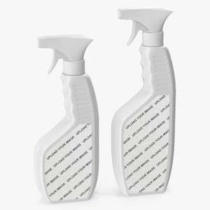 3D spray bottles white plastic