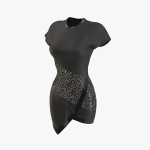 formal black gown 3D model