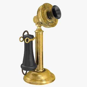 3D antique phone candlestick