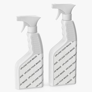 spray bottles white plastic 3D model