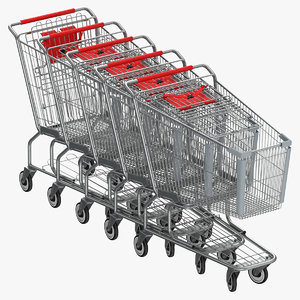 metal shopping carts 01 3D model