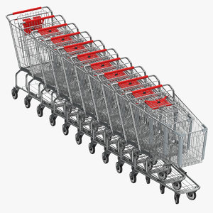 3D model metal shopping carts 01
