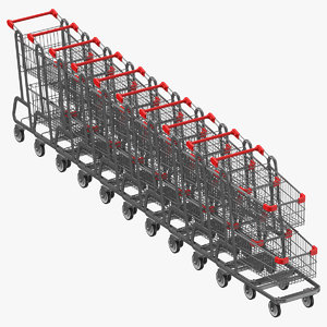 3D metal shopping carts 02 model
