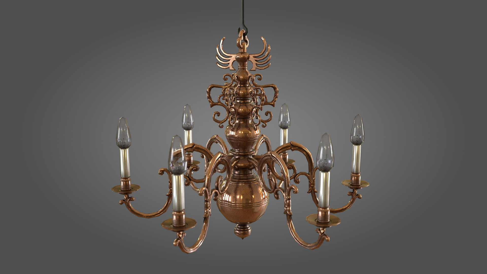 View of 3D classical chandelier hanging - TurboSquid 1624313