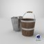 3D model real buckets contains metal