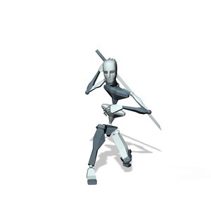 Sword man crouching combat action