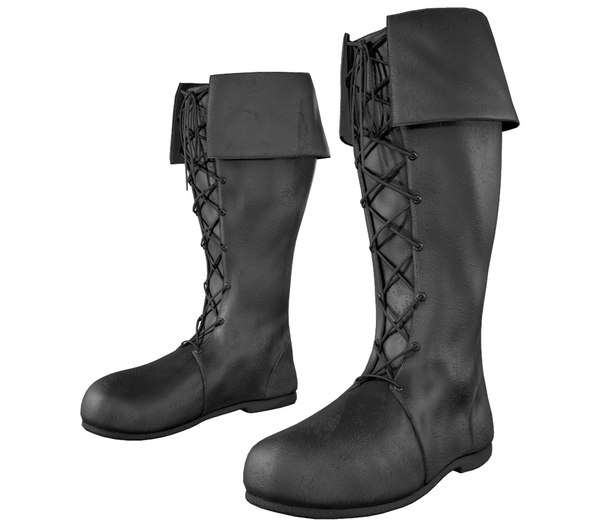3D black medieval boots model 