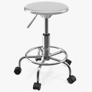 adjustable drafting stool white 3D model