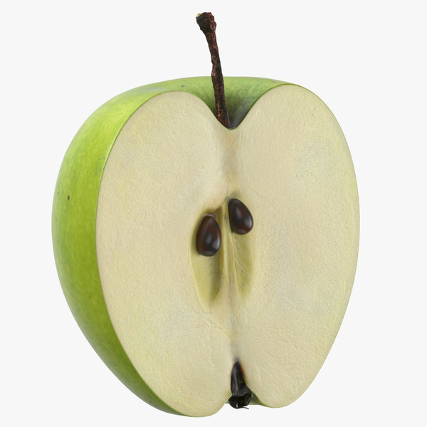 3d Green Apple Half Cut Model Turbosquid