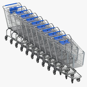 metal shopping carts 01 3D