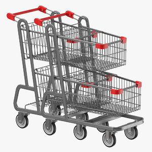 metal shopping carts 02 3D model