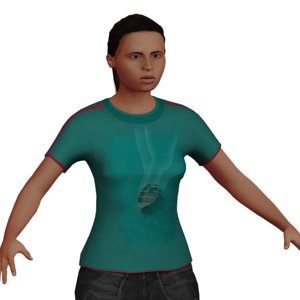 young brunette woman animation model