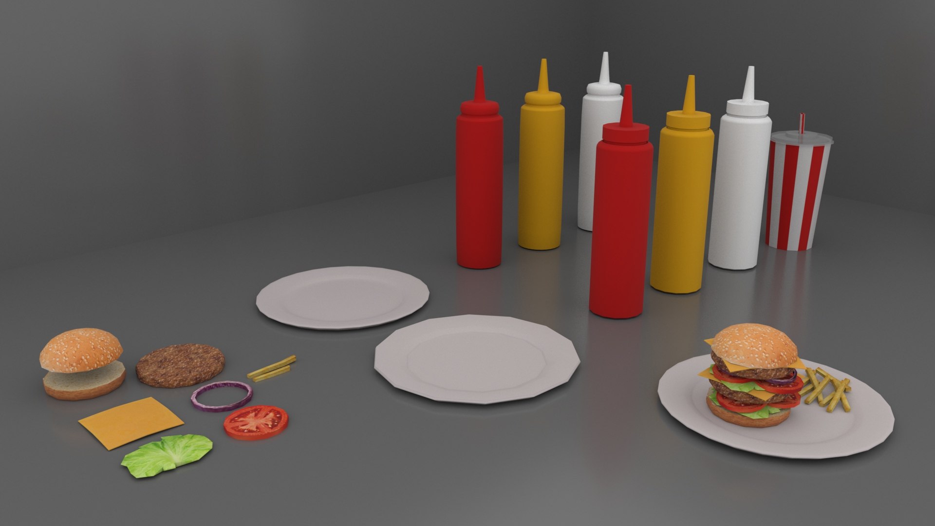 3D fast food pack model - TurboSquid 1626575