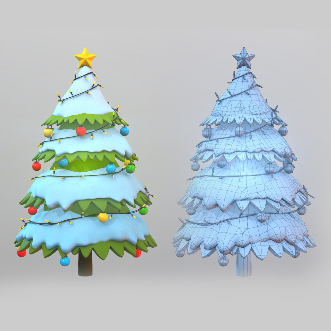 3D - christmas tree stylized - TurboSquid 1626628