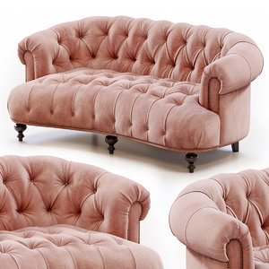 brussel blush tufted sofa 3D model