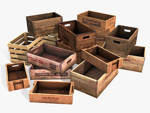 3D pack old wooden crate model