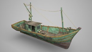 3D wooden folk fishing model