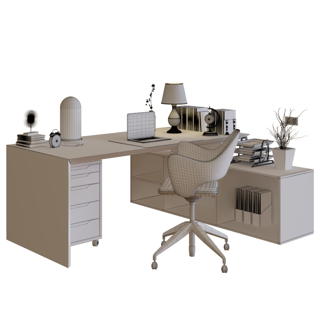 Arbeitstisch Aus Holz 3D Modell TurboSquid 1627260