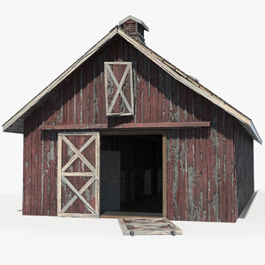 3D old derelict wooden barn