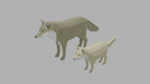 3D wolf family model