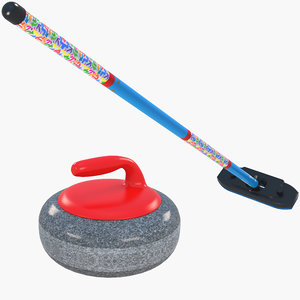 curling broom stone 3D