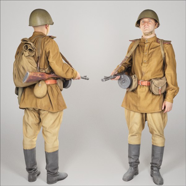 3D soviet private soldier character model