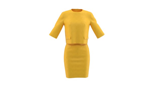 modelo 3d vestido Mujer Vestido formal Amarillo - TurboSquid 1627941