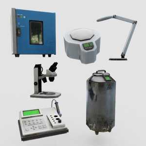 post-apocalyptic laboratory objects pack 3D model