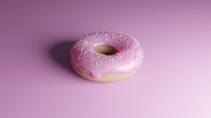 donut food dessert 3D model
