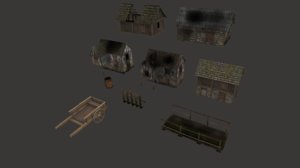 3D medieval pack houses