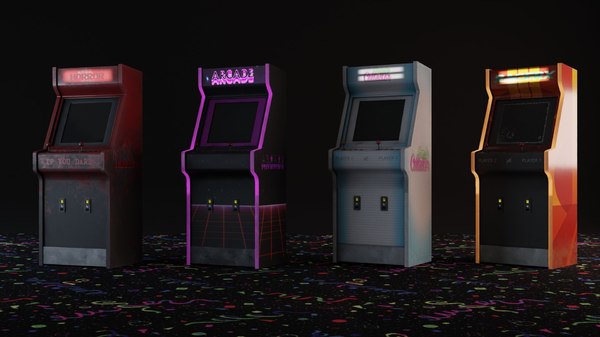 4 arcade machines chair 3D