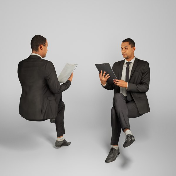 3D photogrammetry man business suit model