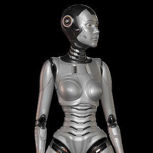 rigged robot woman 3D model