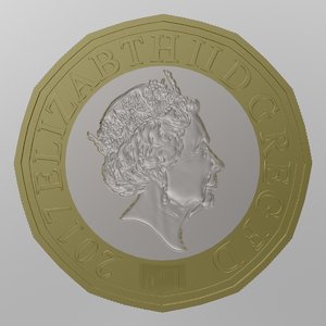 3D model british pound coin