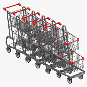 3D metal shopping carts 02 model