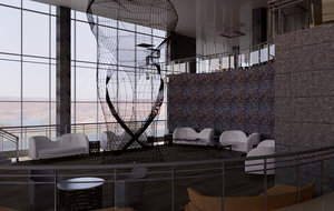 interior design restaurant bar 3D model